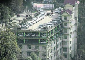 A parking lot in Shimla.