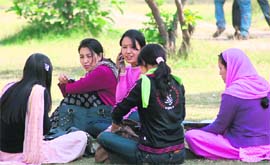 Students from Ladakh on the Jammu University campus. Photo: Inderjeet Singh