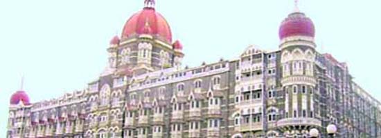 The old Taj Hotel in Mumbai, the dome of which was on fire when terrorists attempted to blow it up when reports last came in.