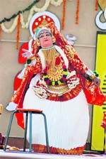 Margi Vijaykumar, a Kathakali exponent, performs at a function at Delhi Public School