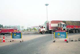 An unmanned police naka on National Highway 10 near MDU, Rohtak