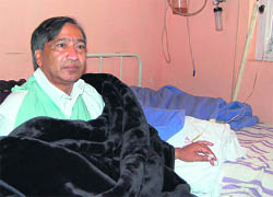 Yusuf Tarigami in SKIMS hospital at Soura in Srinagar on Thursday.