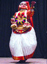 Kathakali maestro Margi Vijaya Kumar performs in Jalandhar on Thursday.