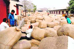 Parcels dumped in front of parcel office and platforms at the railway station in Ludhiana.