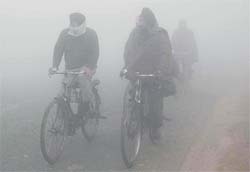 COLD BITES: Residents wake up to a foggy morning in Amritsar on Thursday.