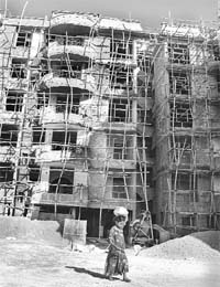 A residential complex comes up in Zirakpur, where construction activity has slowed down owing to the global meltdown