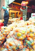 Polythene bags being used by vegetable vendors in Grain Market, Sector 26, Chandigarh