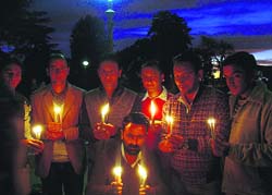 Members of The Voice pay homage to the innocent persons, policemen and NSG commandos who were killed in the recent terrorist attacks in Mumbai, 
