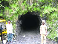 A view of the inspection tunnel of the Renuka Dam which is under construction on the Dadahu-Sangrah road. 