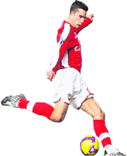 Arsenals Robin van Persie scores against Chelsea at the Stamford Bridge on Sunday.