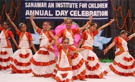 Students of Sanawar School presenting a cultural programme on Monday.