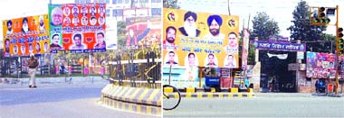 Big hoardings at BSF Chowk and outside the Municipal Corporation office in Jalandhar