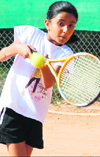Seerat Sidhu during her match against Nehal Gupta at YMCA, Sector 11, on Thursday.