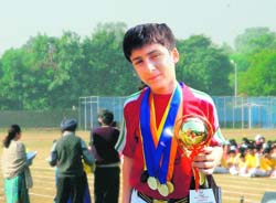Abhishek, who was adjudged the best athlete in under-12 age group, along with Pranav, on the annual sports day of the senior school of St Johns High School on Friday.