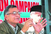 Congress leader Hari Om addresses mediapersons in Jammu