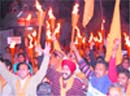 ctivists of Hindu organisations hold a peace march in Amritsar