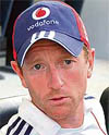 Paul Collingwood speaks to the press during the team's training session.