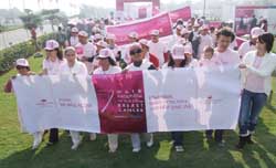 Women take part in The Avon Walk Around the World for Breast Cancer at Crown Plaza in Gurgoan 