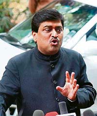 Maharashtra Chief Minister designate Ashok Chavan addresses the media after a meeting with Congress president Sonia Gandhi in New Delhi