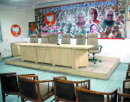 A deserted look of the BJP conference room at the party office in New Delhi on Monday.