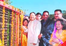 Maj Gen BC Khanduri (retd) lays the foundation stone of Kathbangla slum development project in Dehradun on Monday. 