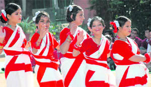 Children from Raphael Ryder Cheshire Home perform at a function to mark Mental Handicap Day in Dehradun on Monday.