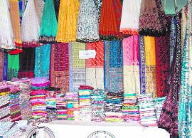 Kolkata saris displayed at the Khadi Festival.