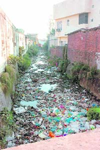 Stinking nullah in the Nai Basti area of Jammu