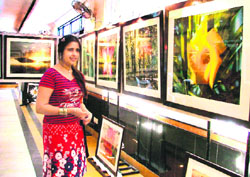 Smriti Bedi with the collection of her photographs in Ludhiana. 