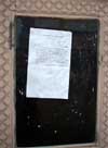 A notice pasted on the memorial of Shaheed-e-Azam Bhagat Singh in Tibbi area of Sangaria.
