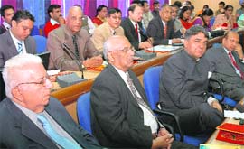 Justice M.M. Punchhi, chairman of the commission of Centre-State relations (extreme left), at a workshop at Panjab University in Chandigarh on Wednesday. 