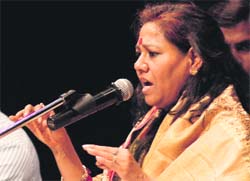 Mumbai-based ghazal and playback singer Shailesh Shrivastva during a musical concert at Randhawa auditorium in Chandigarh on Wednesday. 