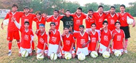 ALL CHEERS: Jubilant members of the Chandigarh Football Academys junior team