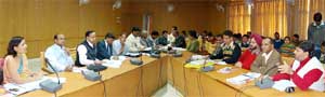 A meeting concerning Pulse Polio programme in progress in Hanumangarh