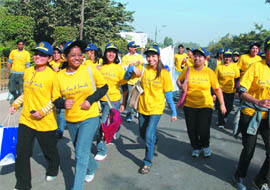 Students participate in 'Run for a Smile' during the Dental Health Mela-2008 on the occasion of the 25th Foundation Day celebrations of Maulana Azad Institute of Dental Sciences in New Delhi on Saturday.