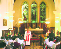 Thanksgiving at St. Pauls Church that has been restored to its former glory.