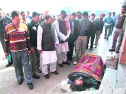 Parmeshwari Prasad Nirala, chairman of the Railway Yatri Suvidha Samiti along with members and officials takes a round of the railway station in Ludhiana on Sunday. 