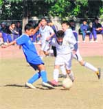 St Stephen's School and St Kabir School of Sector 26 during their final match of the Chandigarh Inter-School under-13 Football Tournament