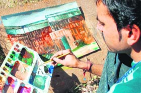 STROKES OF TALENT: Youngsters displaying their potential in an on-the-spot painting competition