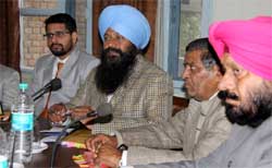 Members of the SC/BC Welfare Committee, Punjab, talking to the media in Bathinda
