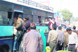 An over-crowded bus 