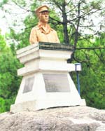 The statue of Capt Sorabh Kalia in Sorabh Van Vihar.