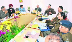 ADGP (law and order) V.N. Roy addresses a meeting of senior officers connected with railway security in Ambala