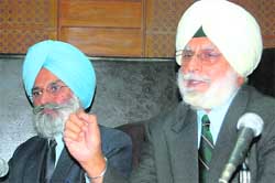 Satyajit Singh Majithia, president, Khalsa College Governing Council, addresses the media in Amritsar