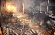 The gutted interiors of the SBI branch near the local bus stand