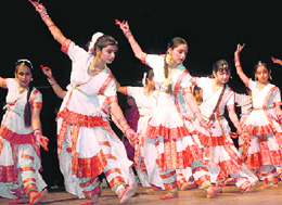 Students of Saupins School perform at Tagore Theatre, Chandigarh, on Wednesday.