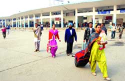 Jalandhar bus stand wears a deserted look on account of strike by Punjab Roadways employees in Jalandhar