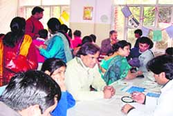 A medical camp in progress at Salwan Public School in Gurgaon. 