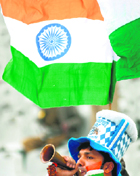 A reveller at the Test match in Mohali on Friday.