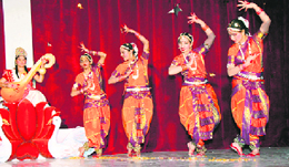 Students of Doon International School perform at their annual day function in Dehradun on Friday.